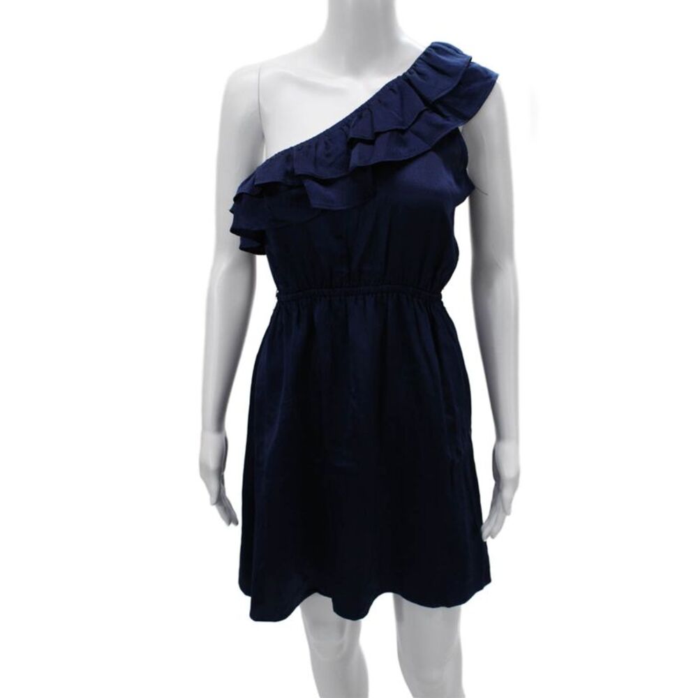 Jennifer Hope Womens Silk Dark Blue Sundress Short Size XS